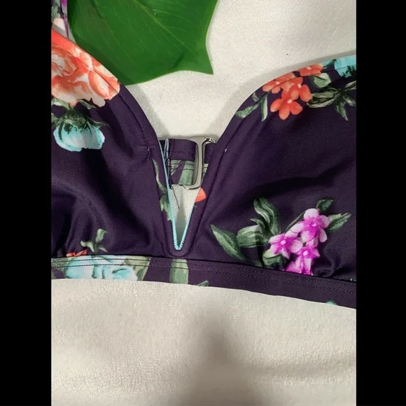 NWD‎ $20 Shade & Shore V Wire Floral Bralette Bikini Top [ SZ Medium ] #3288 - Picture 4 of 12